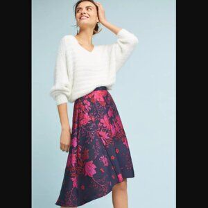 NWT Anthropologie x Eva Franco Floral Jacquard Asymmetrical Skirt Sz 8 $178.00